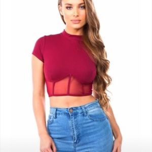 Bra & Mesh Crop Top